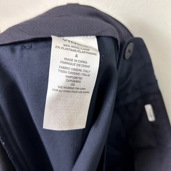 Vince Cuffed Coin Pocket Trousers Navy Blue Wool Straight Leg Work Pants size 4 - Picture 6 of 8